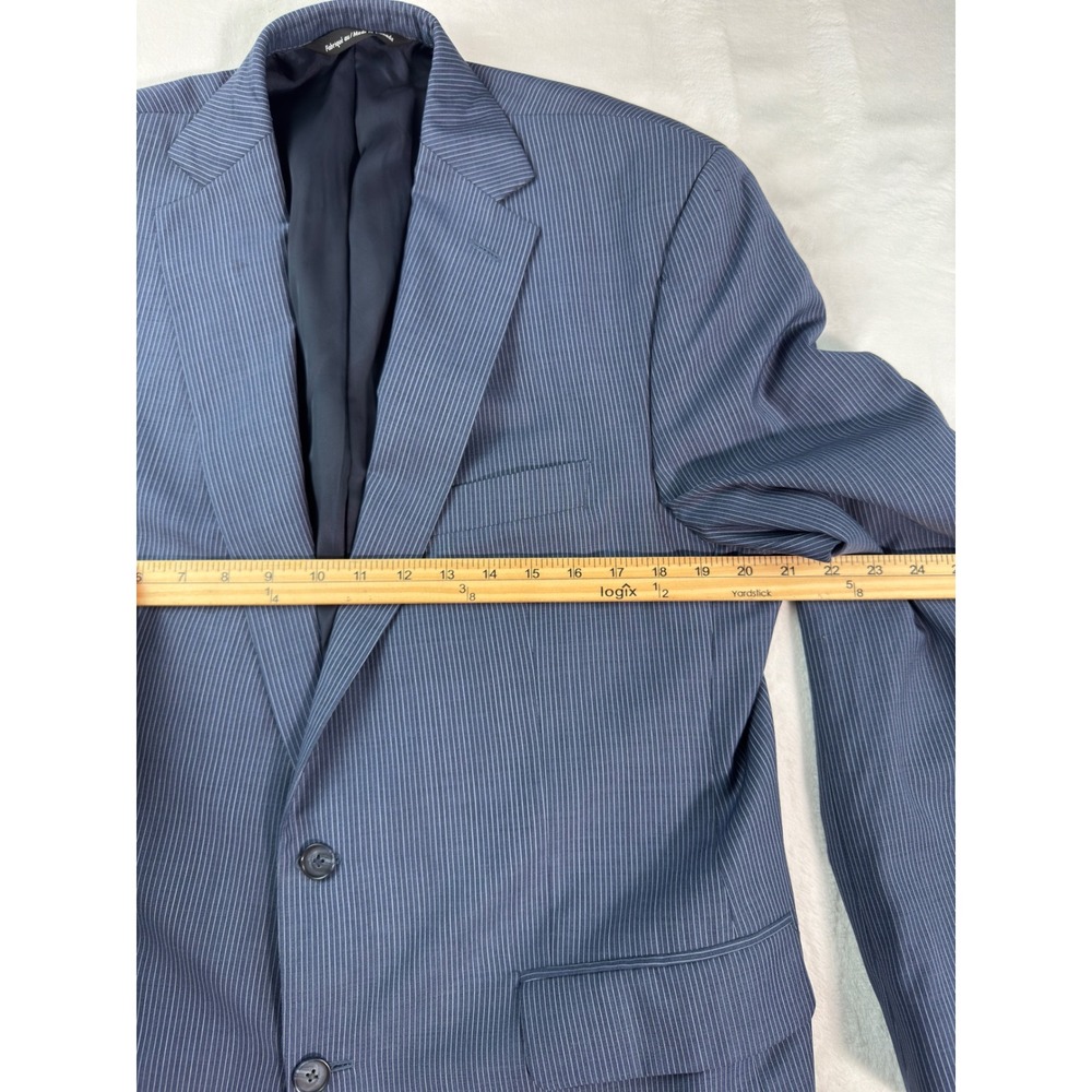 Coppley Esquire 2112 Blue Pinstripe 100% Wool Blazer Sport Coat Mens 44R - Picture 2 of 11